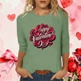 thumbnail image 5 of FMFYFH Hauts de la Saint-Valentin à Manches 3/4 pour Femmes, T-Shirts à Col Rond, Tunique Ample Décontractée, 5 of 5