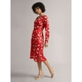 thumbnail image 3 of Zaccai Women's Red Satin Abstract A-Line Midi Dress, 3 of 5