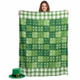 thumbnail image 2 of Throw Blanket Fleece Throw Blanket 50x80in, St. Patrick's Day Shamrock Plaid Soft Lightweight Bed Blankets Watercolor Lucky Shamrocks Fuzzy Couch Blankets for All Season, 2 of 9