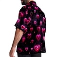 thumbnail image 3 of Valentine's Day Love ECG Men's Short Sleeve Hawaiian Beach Shirts, Casual Printed Button Down Spread Collar Tops, Summer Unisex Style, 3 of 6