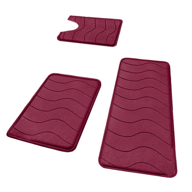 Alfombrillas de Baño para Baño 3 Piezas de Alfombra Absorbente Conjunto 25D Esponja Azul Terciopelo de Lana, Decoración Del Hogar Regalos Antideslizante Suave Cómodo Grueso Lavable Más Fácil de Secar