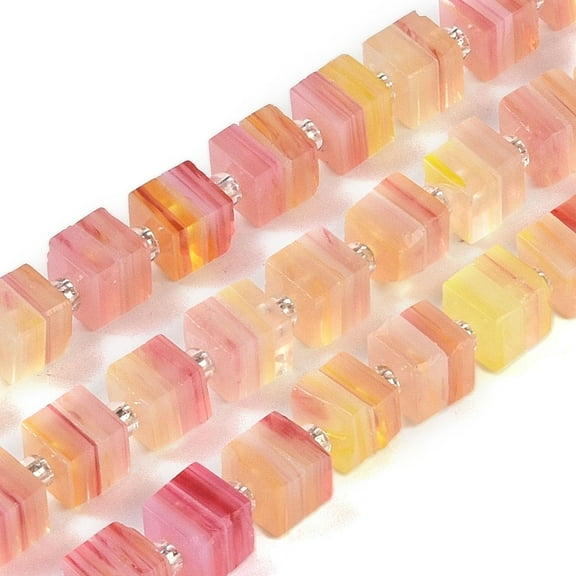 Handmade Nepalese Lampwork Beads Strands 3D Cube Box Shape Mixed Color 5.5x6x5.5mm Hole: 1mm about 51~53pcs/strand 15.59''~16.26''(39.6~41.3cm)