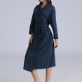 thumbnail image 5 of Fesfesfes Unisex Winter Fleece Robe for Women and Men Cozy Warm Soft Bathrobe Nightgown with Pockets and Belt All Season Long Breathable Homewear Home Relaxation(Navy,L), 5 of 6