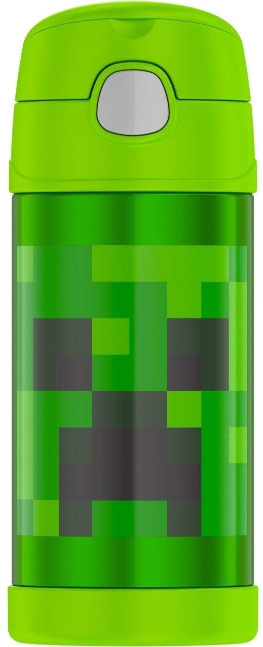 Thermos Funtainer Minecraft Insulated Bottle With Straw Green 12 Ounces Walmart Com