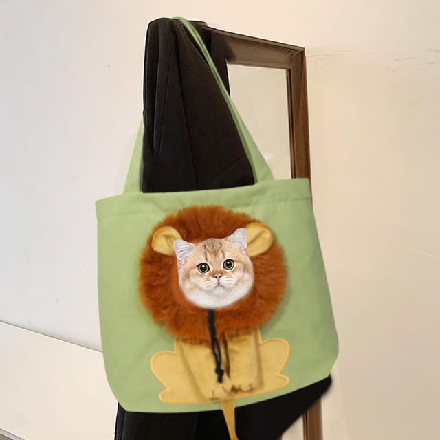 Bolsa de transporte para gatos, bolsa de viaje, bolso de hombro bonito, bolsa transpirable con patrón para caminar al aire libre, cachorro, ga Verde Grande Fernando Portador de viaje portátil