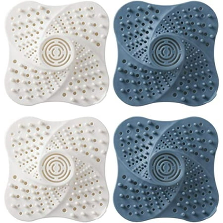 

Egebert 4pcs Stopper for Tube Draining Filters Home Household Deodorization Drain Basket Filter Shower Strainer Sewers White Cover Hair Blue Silicone Catcher Plug Floor Bathroom Sink