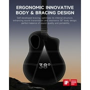 Donner Carbon X Wood Acoustic Guitar Beginner & Intermediate Learner Kits - Carbon Fiber Top, Wooden Bowl, 38 Durable Solid Guitar with Case, Strap, Steel-String, RISING-G1 (Gloss, Black)