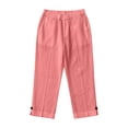 thumbnail image 5 of Stralyhd Womens Capri Pants Linen Pants Summer Casual Capri Straight Leg Elastic Drawstring Trousers with Pockets Pink XL, 5 of 7