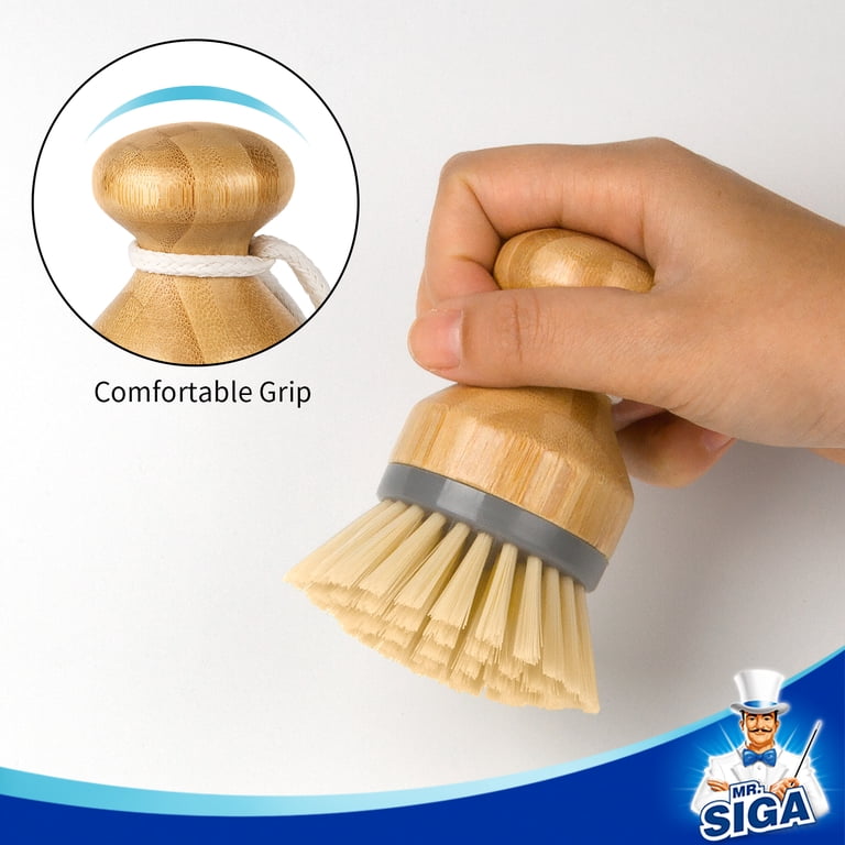 2 Pack Natural Bamboo Wok Cleaning Brushes - 10-Inch Pot & Pan Scrubber, Eco-Friendly