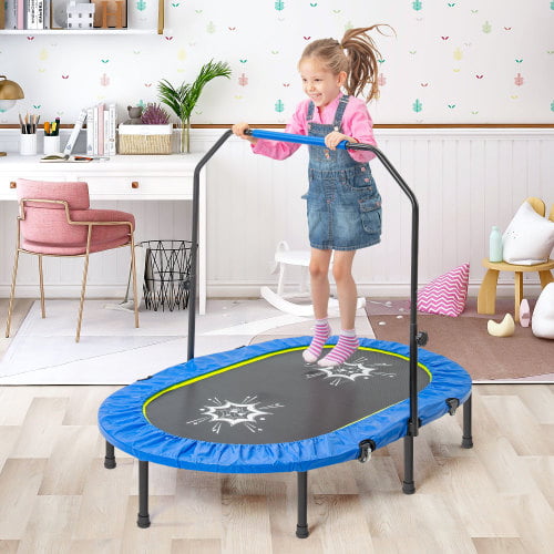 rijkdom schroot beginnen Parent-Child Twin Trampoline with Adjustable Handrail and Safety Cover,  Mini Kids Trampoline for Two Kids (Blue Cover) - Walmart.com