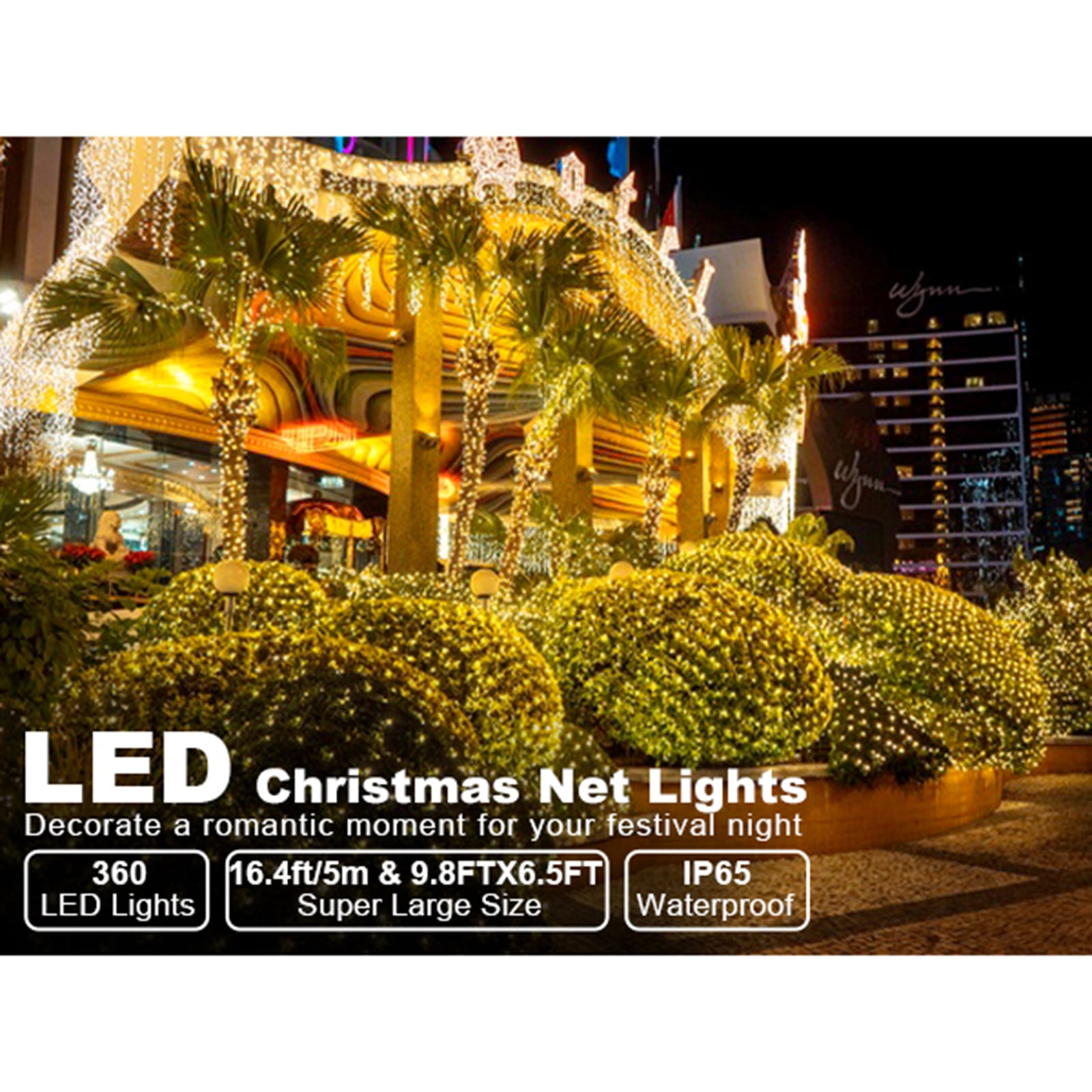 9.8ft x 6.5ft Christmas Mesh Net Lights Outdoor Indoor 360 LED Connectable Net with Remote 8 Lighting Modes Timer Waterproof for Garden Bushes Wall Tree Holiday Party Wedding Decorations