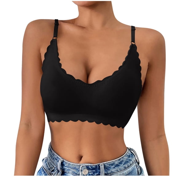 Hurxie Womens Wireless Bras Push Up Supportive Everyday Bras Seamless Full Coverage Comfort T-Shirt Bra Black ,XXL