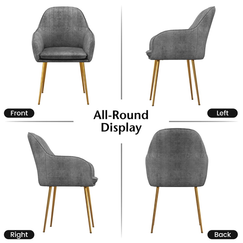 Finihen Modern Living Dining Room Accent Arm Chairs, Accent Upholstered Arm Chair with Steel Gold Legs, Set of 2, for Bedroom, Living Room, Dining Room, Gray Finihen Modern Living Dining Room Accent Arm Chairs, Accent Upholstered Arm Chair with Steel Gold Legs, Set of 2, for Bedroom, Living Room, Dining Room, Gray