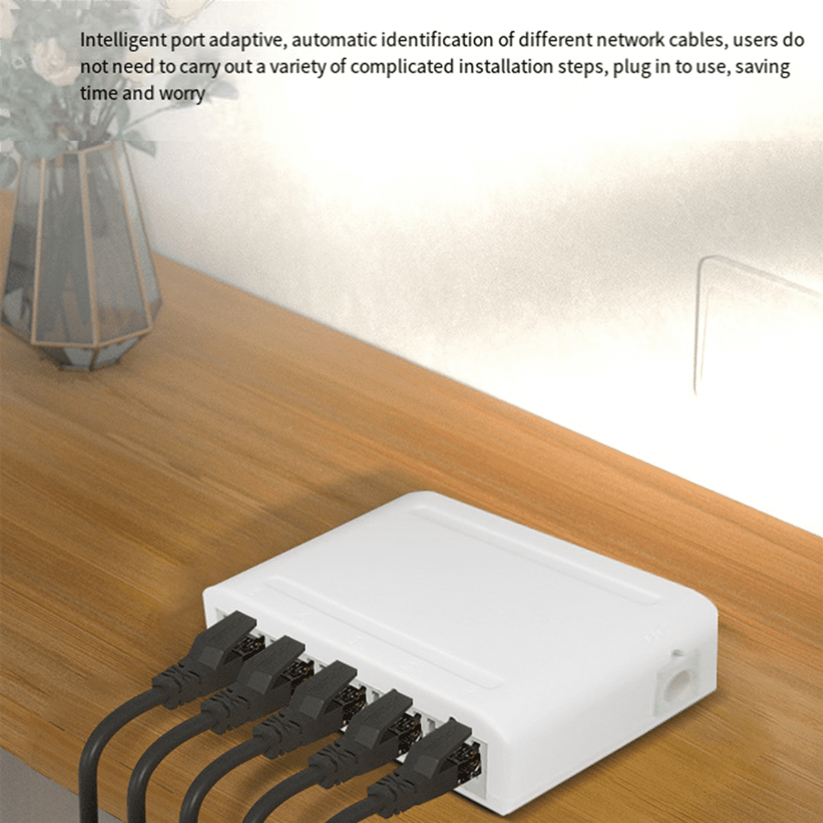 5X 5 Port Data Switch,Network Hub,Desktop Ethernet Splitter,Plug & Play Shielded Ports Fanless Quiet,5 x Ethernet Splitter,White