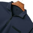 thumbnail image 5 of ZCFZJW Mens Sweatshirts Casual Long Sleeve Half Zip up Stand Collar V Neck Pullover Tops Trendy Regular Fit Solid Color Basic Workout T-Shirts with Pocket Navy M, 5 of 7