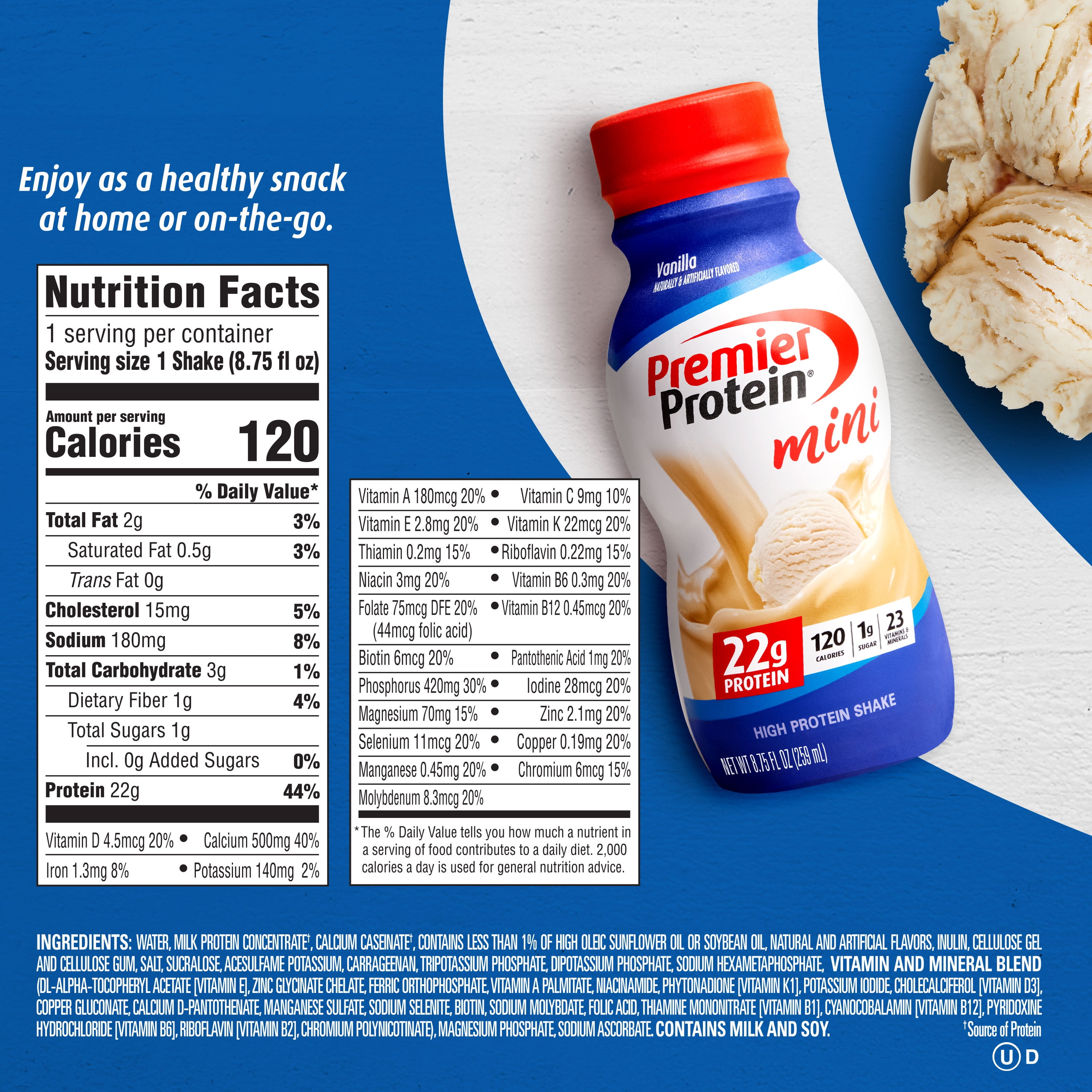 Premier Protein Shake, Vanilla, 22g Protein, 8.75 fl oz, 12 Ct
