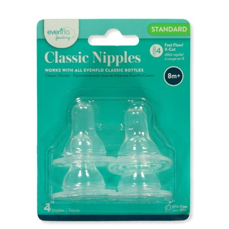 UPC: 0042700211492 | Evenflo Baby Unisex 4-Pack Standard Classic Nipples – white/multi one size