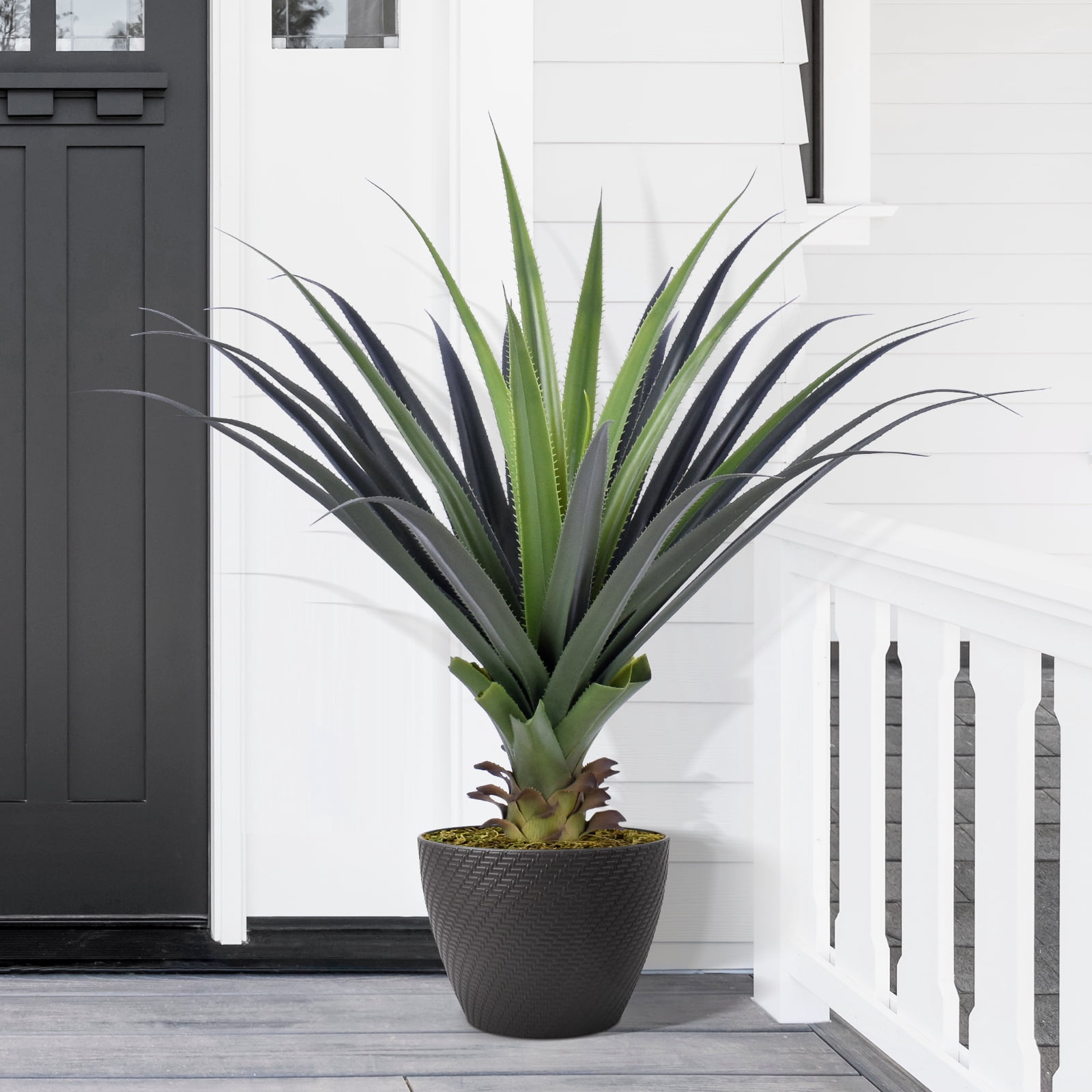 3ft Artificial Spiked Agave Plant, Small Faux Floor Plant for Front Porch, Patio, Home, Office and Indoor Outdoor Decor
