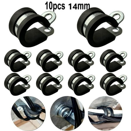 

10PCS Rubber Lined P Clips Cable Mounting Hose Pipe Clamp Stainless Steel