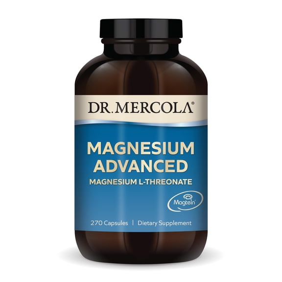 Dr. Mercola Magnesium Advanced - Supports Bone, Joint & Brain Health - Contributes to More Restful Sleep - Non-GMO, Gluten-Free & Soy-Free - 270 Capsules (90 Servings)