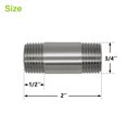 thumbnail image 2 of Naiture Brass 1/2 NPT Connection Threaded Pipe Fitting Nipple Heavy Duty, 2" Long, Brushed Nickel Finish, 2 of 4