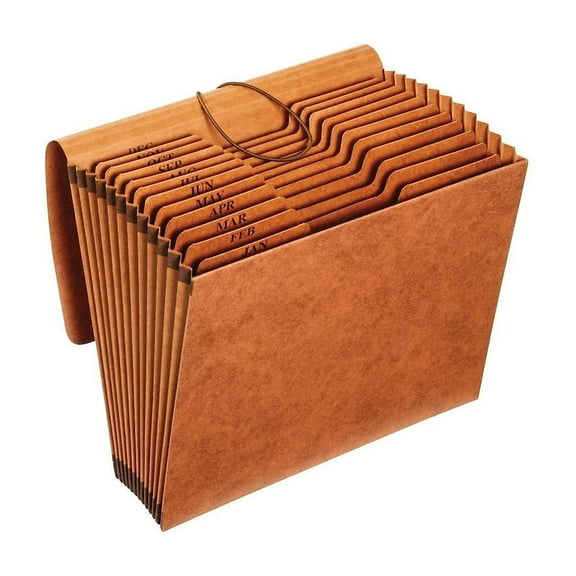 Pendaflex Heavy Duty Reinforced Paper Stock Accordion File Monthly Index 12 Pocket Letter Brown