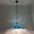 thumbnail image 2 of Tiffany Pendant Lights Plug In Blue Stained Glass Crystal Beans LED Bulb Included for Dining Room Hotel Restaurant Cafe 16"W*16"D*75"H, 2 of 6