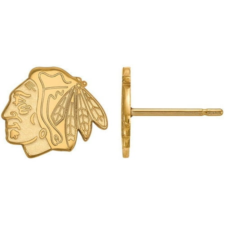 - LogoArt NHL Chicago Blackhawks 14kt Gold-Plated Sterling Silver Extra Small Post Earrings