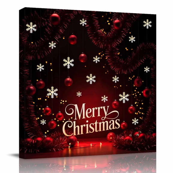 Canvas Print Wall Art Oil Paintings Merry Christmas Words Picture Prints Artwork for Living Room Kitchen Bathroom Bedroom