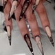 thumbnail image 3 of Uñas postizas largas de aguja, negras con efecto degradado y diamantes de imitación, 24 unidades, acrílicas, para pegar, estilo gótico., 3 of 5