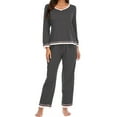 thumbnail image 6 of FAIWAD Pajamas Set for Womens Long Sleeve Tunic Tops and Loose Pants Plus Size Sleepwear with Pockets, 6 of 7