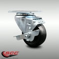 thumbnail image 2 of 3.5 Inch SS Hard Rubber Wheel Swivel Top Plate Caster with Brake Service Caster, 2 of 2