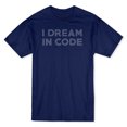 thumbnail image 1 of "I Dream In Code" Center Chest Quote Men's Navy T-shirt, 1 of 1