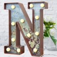 thumbnail image 1 of Carpa LED para marquesina, letra N, elnsivo, metal oxidado, vintage, 1 of 6