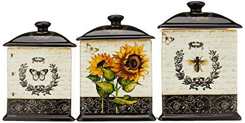 Certified International 43210 Piece French Sunflowers Canister Set, 56 oz/60  oz/96 oz, Multicolored Walmart Canada