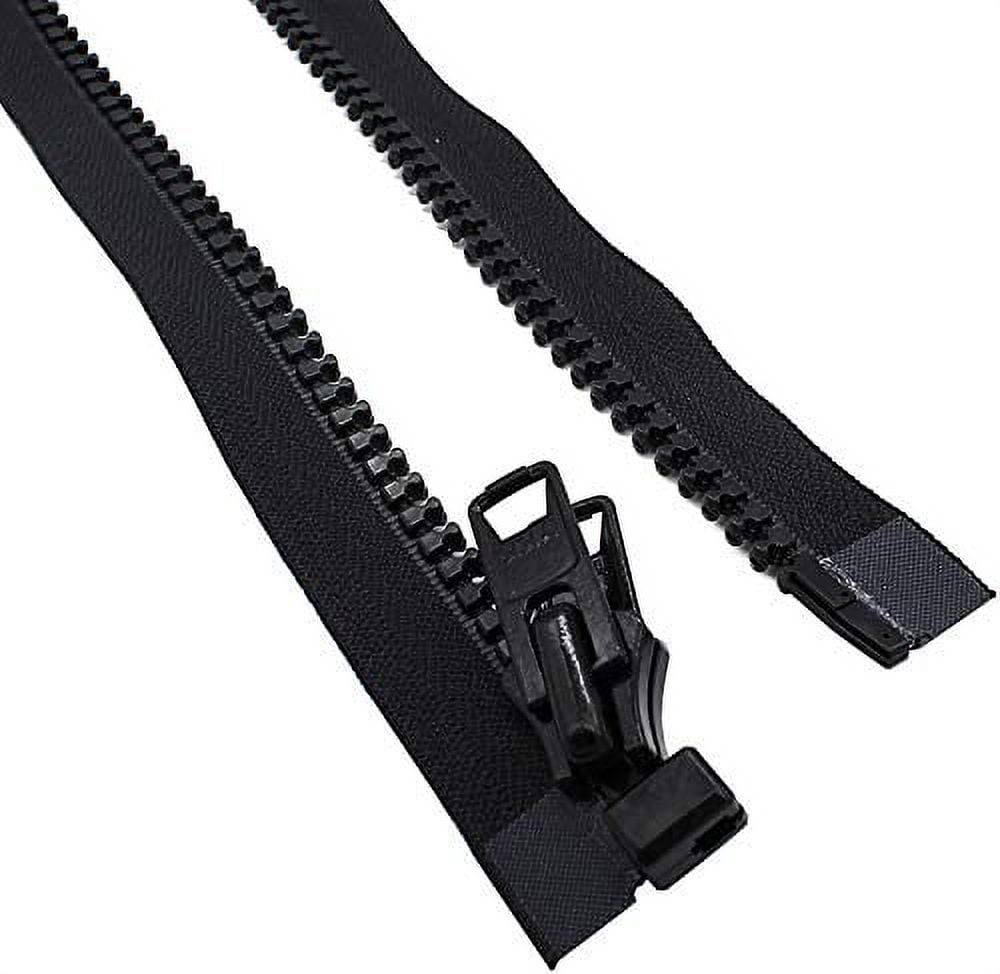 #10 Reversible Heavy Duty Molded Vislon Zipper with 2 Heads - Choose Your Length 150"-250" Inches - Color Black - 1 Zipper Per Pack - Made in The United States (188" Inches)
