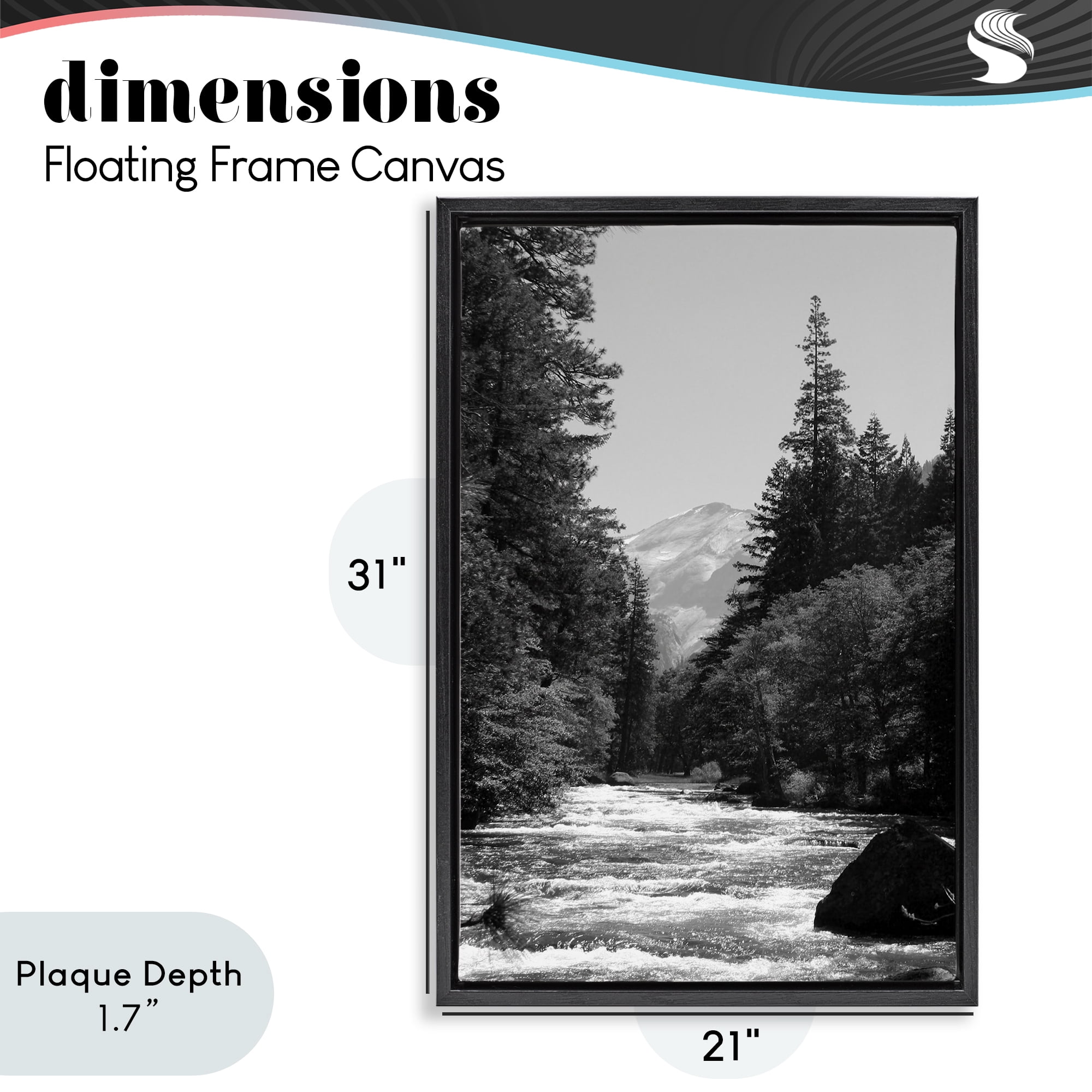 Stupell Industries Merced River Flow Black Framed Floater Canvas Wall Art, design by Kim Curinga