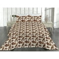 thumbnail image 2 of Ambesonne Nature Quilted Bedspread Set 3 Pcs, Exotic Parrot Sketch Art, King, Ivory Camel Redbrown, 2 of 4