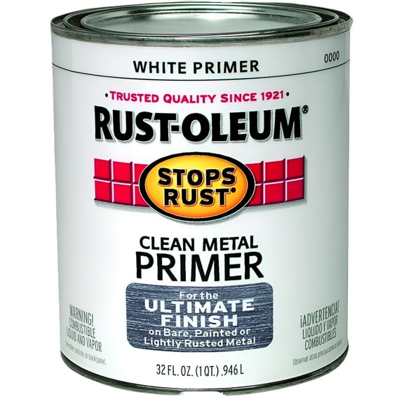 Rust-Oleum Stops Rust Oil Based Metal Primer - Durable, Interior/Exterior - 1 Quart, White