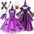 thumbnail image 2 of Disfraz de maléfica de bruja para niñas, vestido de malla negra de lujo, Reina demonio, bruja, Halloween, Carnaval, ropa de fiesta, 2 of 5