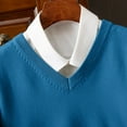 thumbnail image 4 of TFEOQRY Men's V Neck Sweater Lightweight Knit Long Sleeve Solid Color Casual Pullover Fall Winter Top Blue, 4 of 5