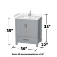 thumbnail image 4 of Wyndham Collection Sheffield 30" Carrara Marble Single Bathroom Vanity in Gray, 4 of 4