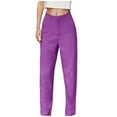 thumbnail image 1 of YFELWZ Pantalon Décontracté Formel Taille Haute pour Femmes Grande Taille Coupe Ajustée Violet TP, 1 of 4