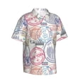 thumbnail image 2 of Hawaiian Shirt For Men, Postmark Pattern Newyork Mens Button Down Short Sleeve Shirt, Summer Beach Shirts For Men, 2 of 2