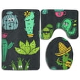 thumbnail image 1 of ABPHQTO Cactus Juego de alfombras de baño de 3 piezas Alfombra de baño Alfombra de contorno y tapa de inodoro, 1 of 2