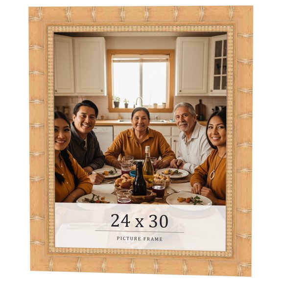 24x30 Light Brown Bamboo Real Wood Picture Frame Width 1.5 inches | Interior Frame Depth 0.5 inches