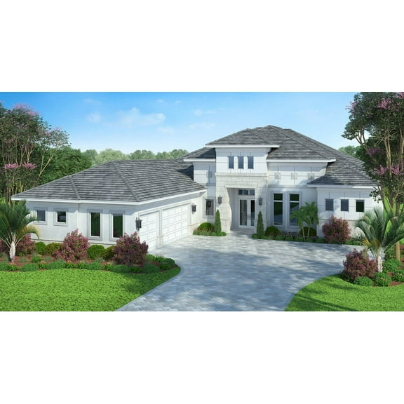 013-3591: CMU Contemporary 4 Bed, 5 Bath Luxury Home Plan, 3591 Sq Ft: Full Blueprints with License to Build by Home Plan Marketplace - Lesuto