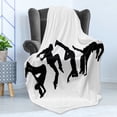 thumbnail image 4 of Hip Hop Soft Flannel Fleece Throw Blanket, Breakdancer Women Silhouettes Doing Hand Glide up and Floor Rocking Moves, Cozy Plush for Indoor and Outdoor Use, 50" x 70", Black and White, by Ambesonne, 4 of 5