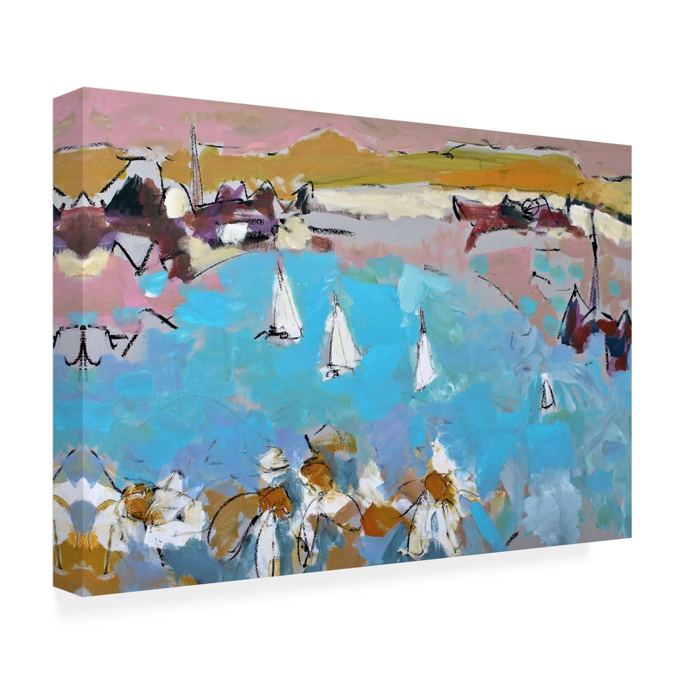 Canvas Wall Art - Per Anders 'Daisies and Sails' Wall Art for Living Room, Bedroom, or Office Décor by Trademark Fine Art - 47 x 30 Inches