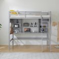 thumbnail image 3 of Ktaxon Twin Size Loft Bed with Desk, Wooden Loft Bed with Shelves, Ladder, for Kids Teens Adults (Gray), 3 of 9